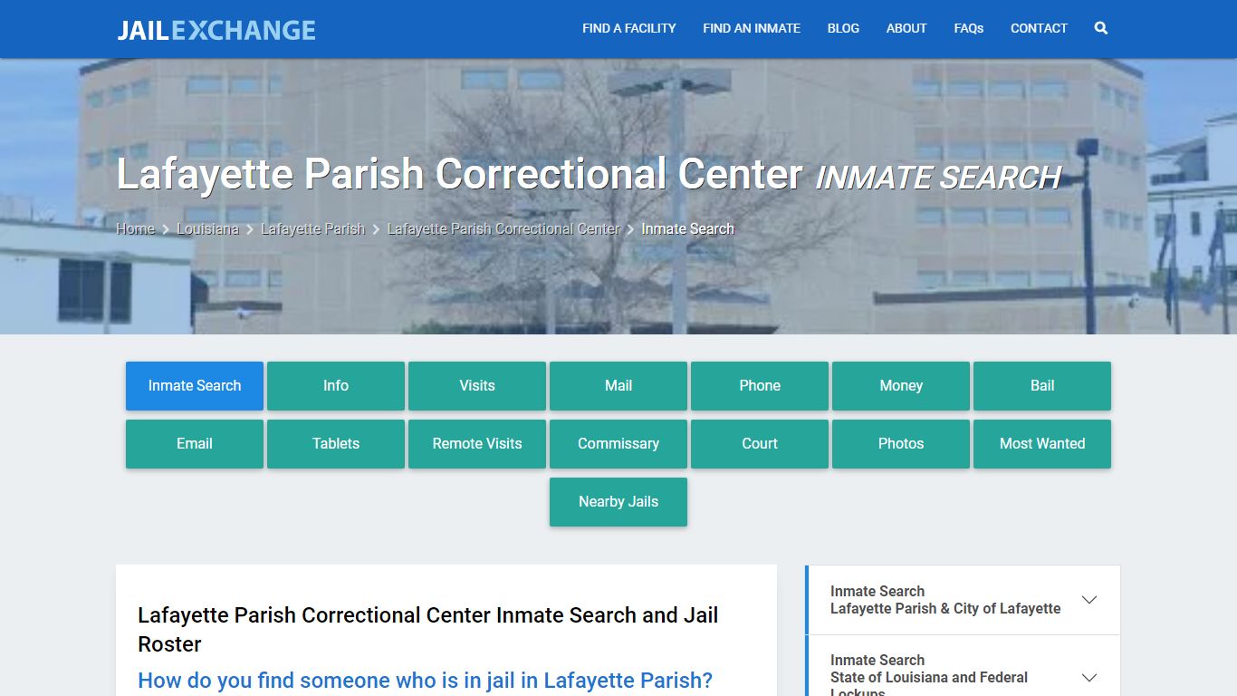 Lafayette Parish Correctional Center Inmate Search - Jail Exchange